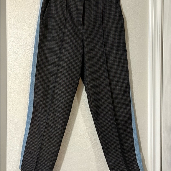 Steve J & Yoni P Korean designed casual pants. Houndstooth print, brown, denim. - Picture 8 of 16